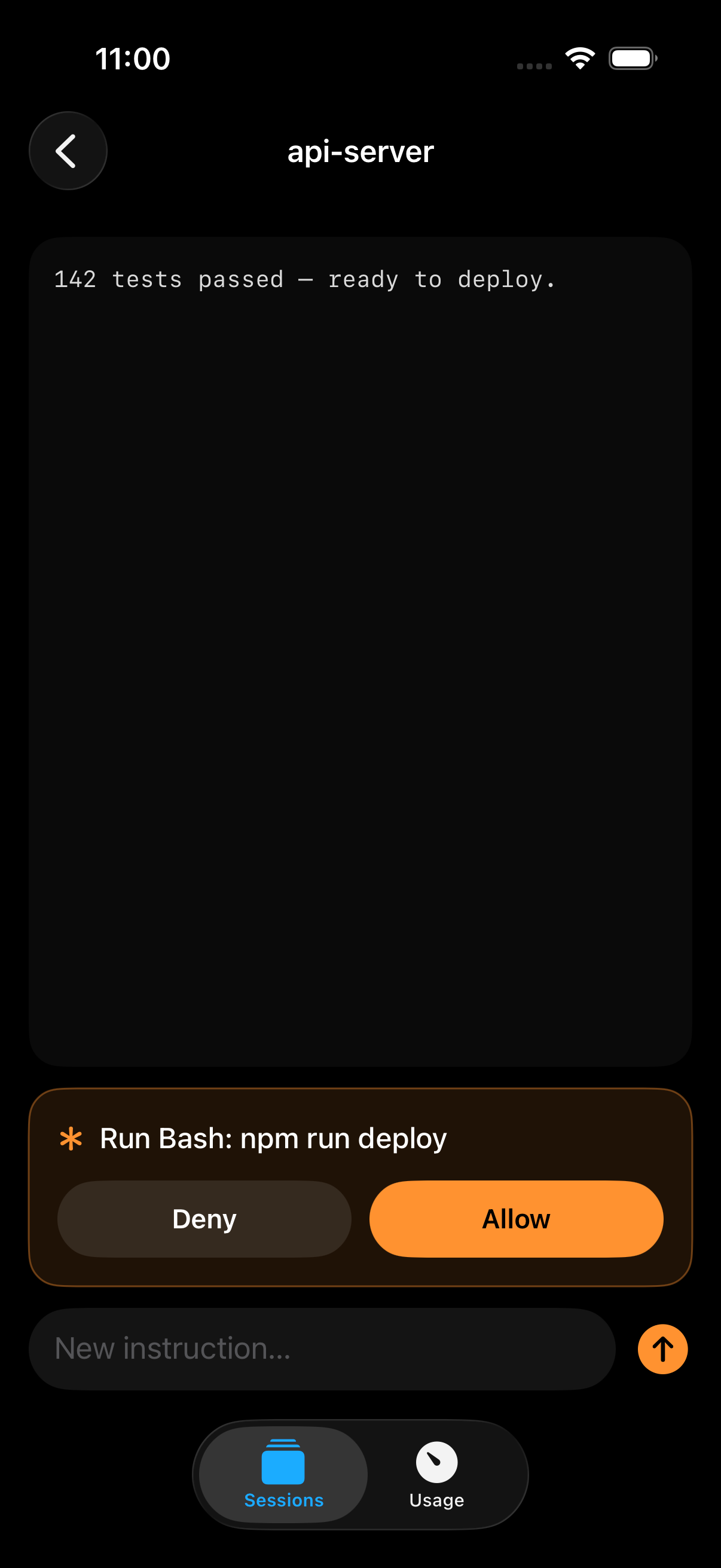 Approving a deploy with the real command shown