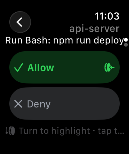 Allow or Deny from the watch