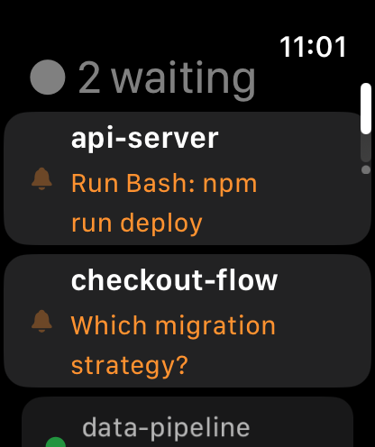 Sessions needing you on Apple Watch